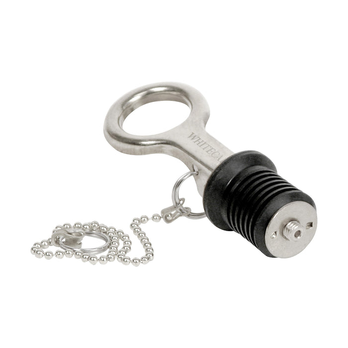 Whitecap S-0206 S-0209 Snap Lever Bailer Plugs with 8 Inch Chain Aluminum Brass
