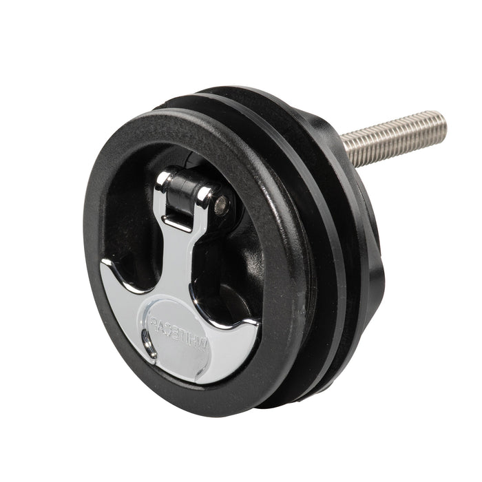 Whitecap Non Compression T-Style Handles 3 Inch OD 2-1/2 Inch Cut-Out Multiple Shaft Lengths Locking Non-Locking Black White Nylon CP Zinc