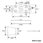 Whitecap S-3411 | – – 316 S.S. 3" x 1 1/2" Swaged Hinge Assembly with Cover Plates