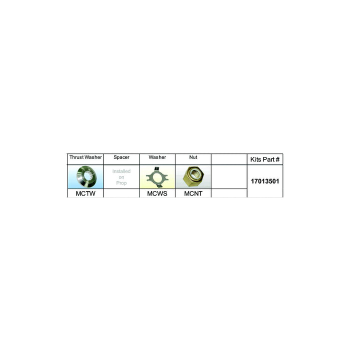 Solas Propeller 17013501 Solas Fixed Hub Prop Hardware Kit Mercury, Type C
