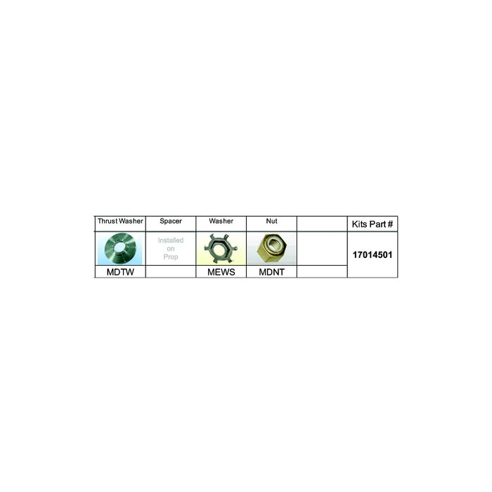 Solas Propeller 17014501 Solas Fixed Hub Prop Hardware Kit Mercury, Type D