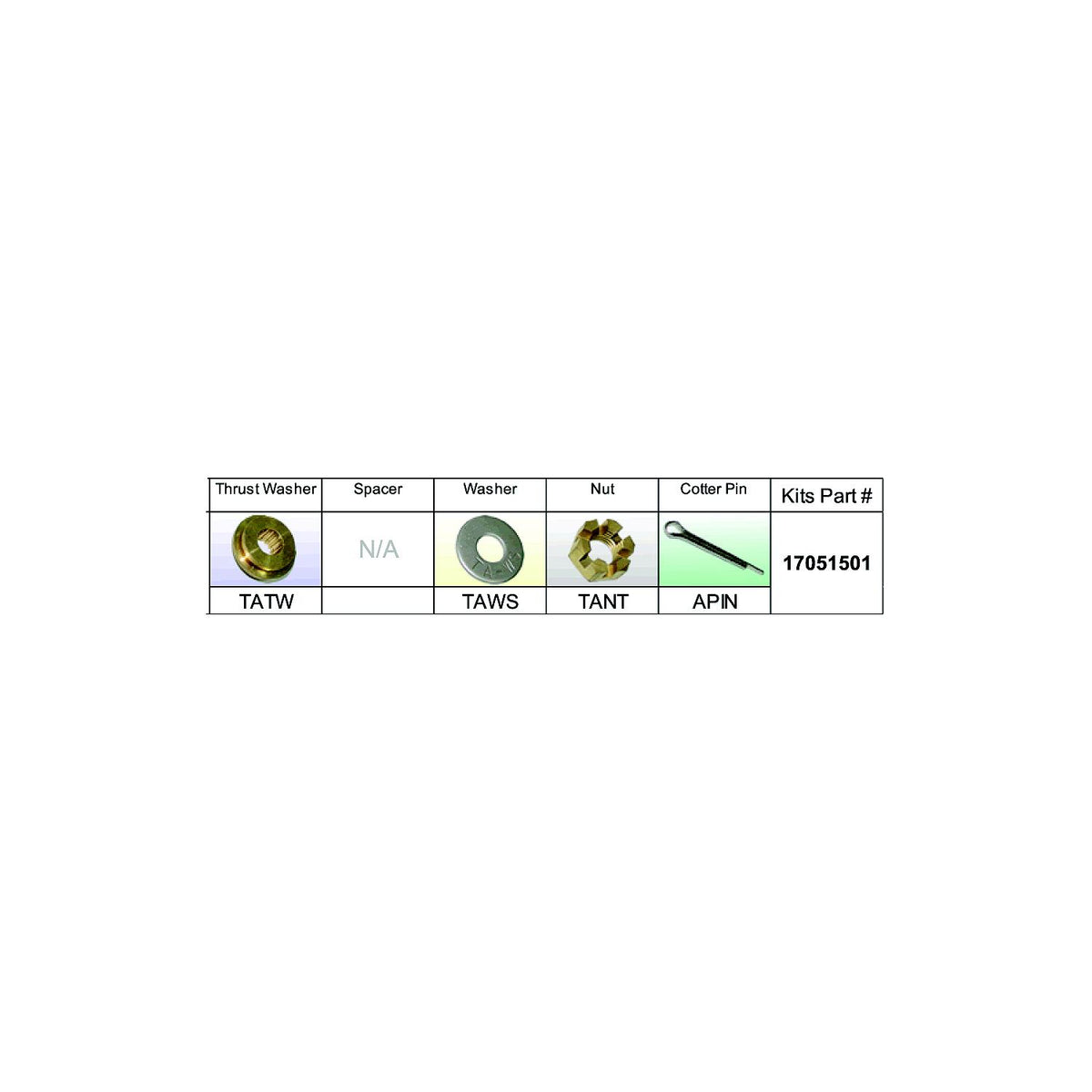 Solas Propeller 17051501 Solas Fixed Hub Prop Hardware Kit Nissan/Toha ...