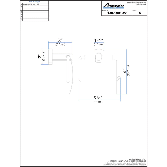Ambassador Marine 130-1801-CP Miah- Single Post Toilet Paper Holder w/Lid (Chrome)
