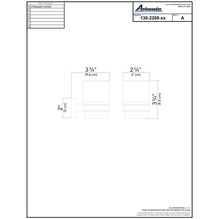 Ambassador Marine 130-2208-NP Erissa- Cup Holder (Plastic Cup) (Brushed Nickel)