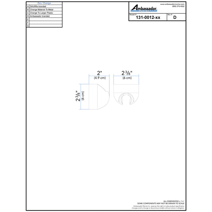 Ambassador Marine 131-0012-CP Universal- Bulkhead Sprayer Holder (1-Position) (Chrome)