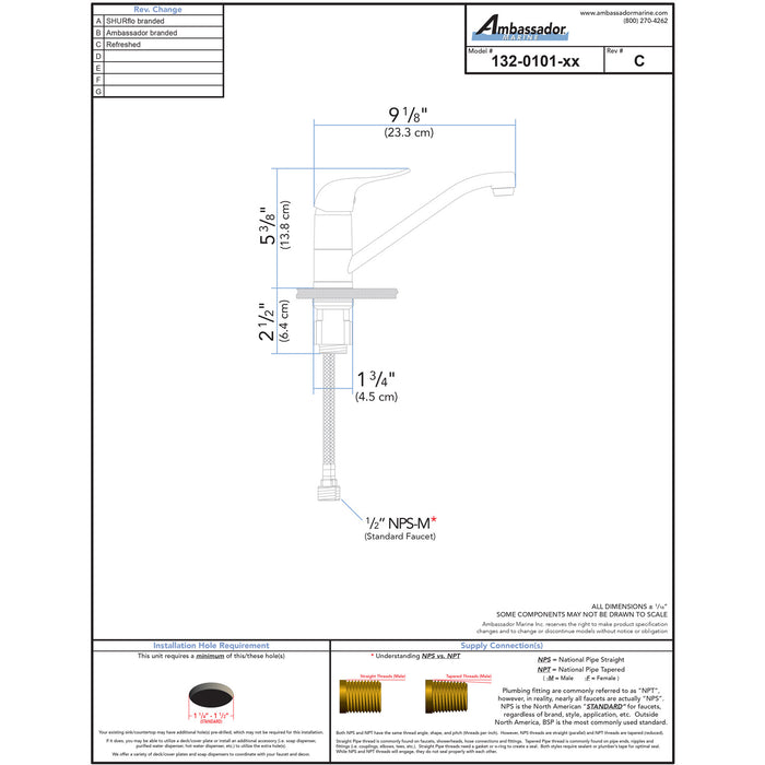 Ambassador Marine 132-0101-CP Stasis- Galley/Wet Bar Faucet (Chrome)