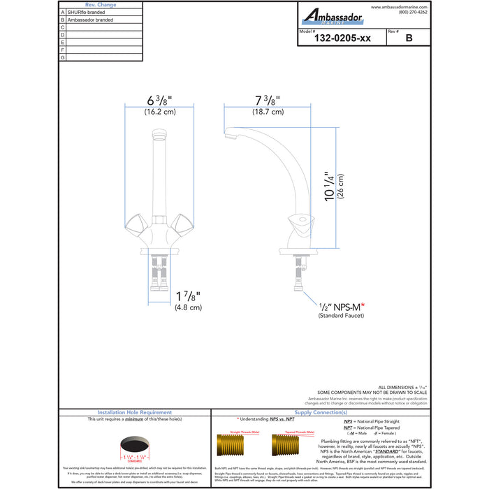 Ambassador Marine 132-0205-CP Trinidad- Cast Galley/Wet Bar Faucet (Chrome)