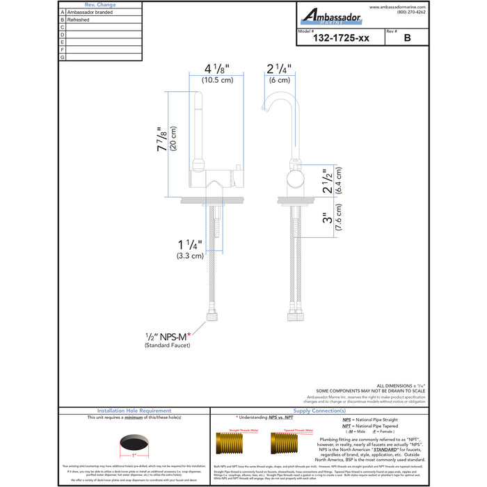 Grifo plegable Ambassador Marine 132-1725-CP Aidack- Elite (caño en J) (cromado)