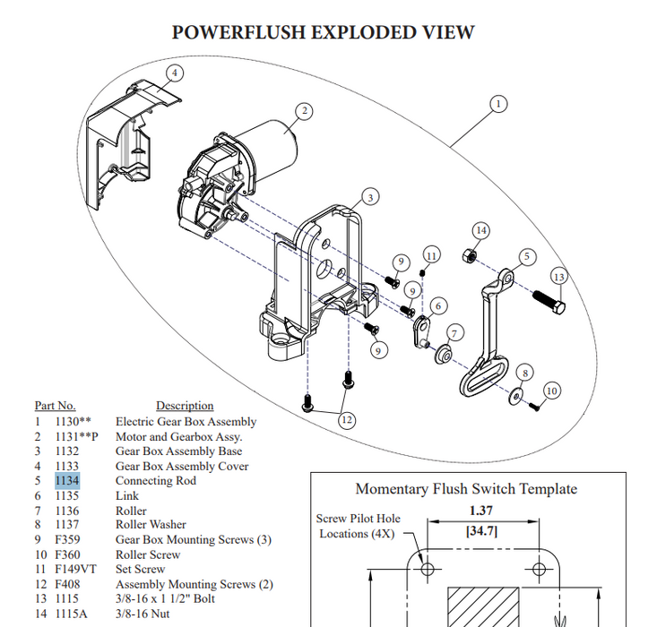 Caja de cambios Raritan 1134: Biela de acero inoxidable