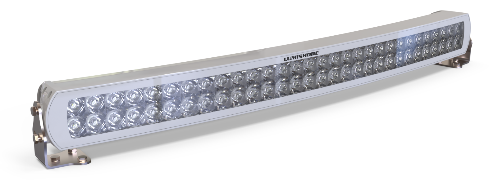 Lumishore Spotlight Curved 30", 5,500K, White Body, IP68 | 53,460 Lumens / 23,760 Fixture Lumens, 10.5-31VDC