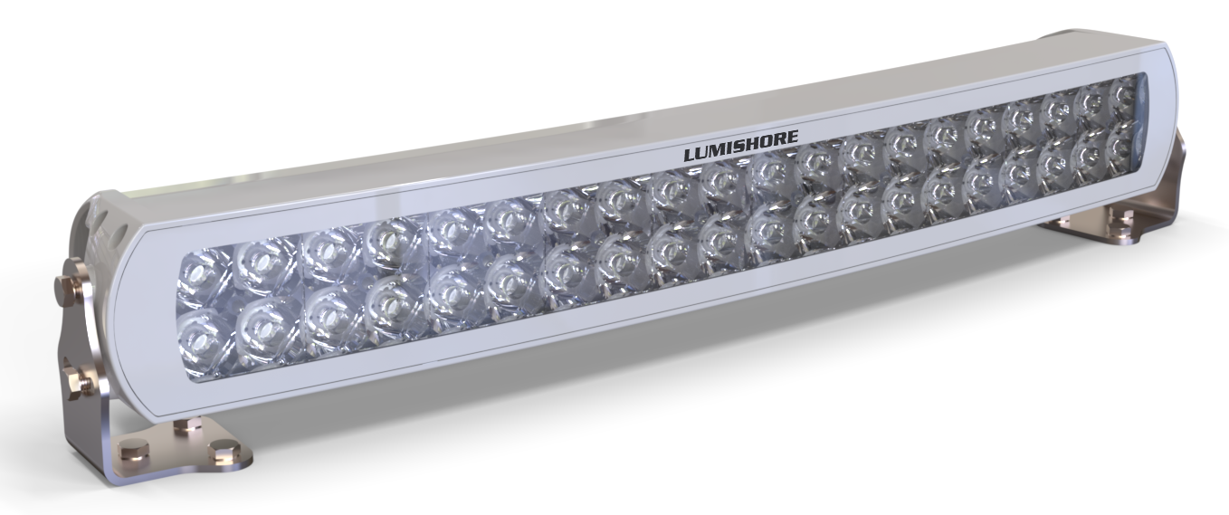 Lumishore Spotlight Curved 20", 5,500K, White Body, IP68 | 33,750 Lumens / 15,000 Fixture Lumens, 10.5-31VDC