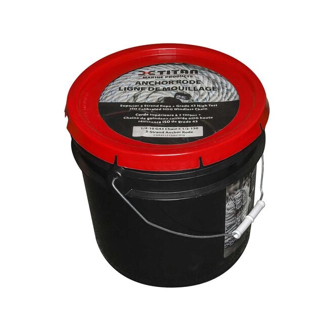 Titan Chain CAR3S58200H5115 Three Strand Anchor Rode, 5/8" x 200' Line, 5/16" x 15' Chain
