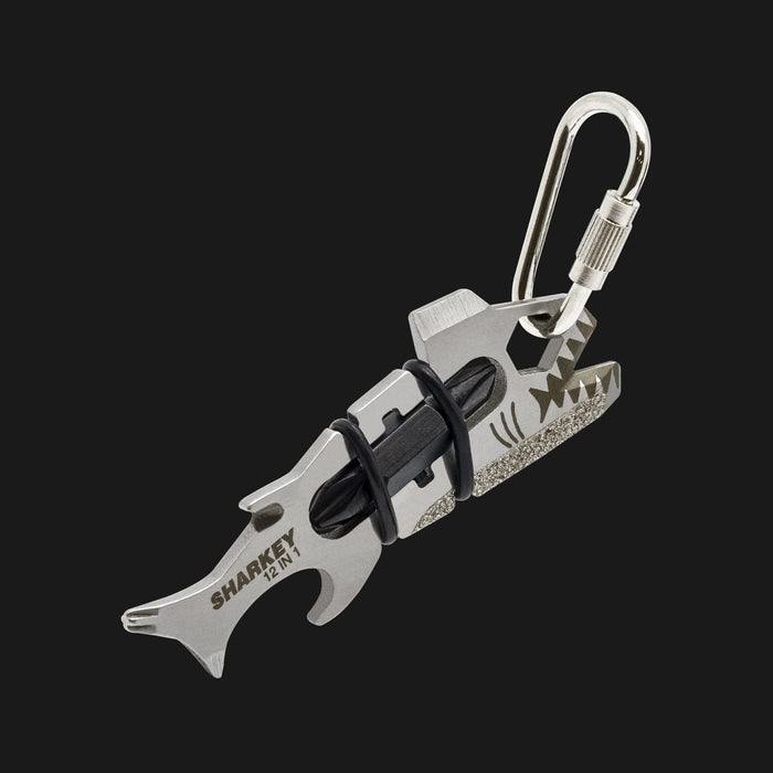 True Utility Sharkey 12 in 1 Multi Tool with Keyring Attachment and Carabiner Clip
