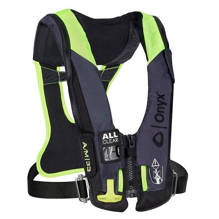Kent 134300-701-004-21 Onyx Impulse A/M 33 All Clear w/Harness Auto/Manual, Inflatable Life Jacket Grey
