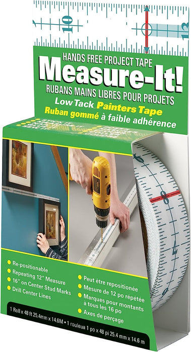 Measure-it hands free tape 1"x 48"- White