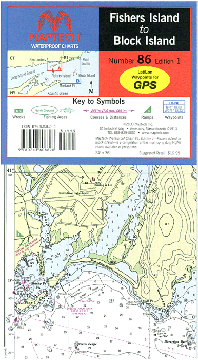 Mapa impermeable de Maptech Fishers Island a Block Island