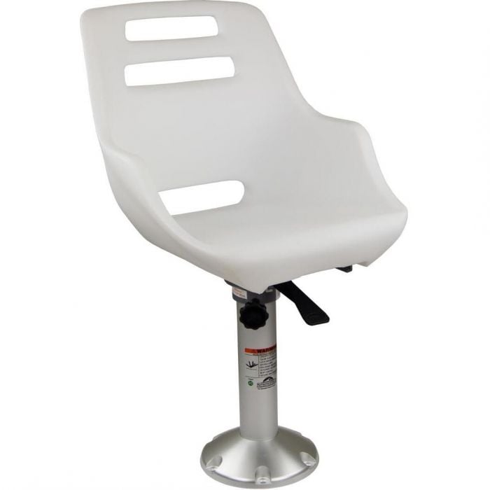Springfield 1001408-L Admiral Fixed Height Chair Package, White, Includes Seat, Low Profile Armrest, Pedestal, Floor Base, Mounting Plate