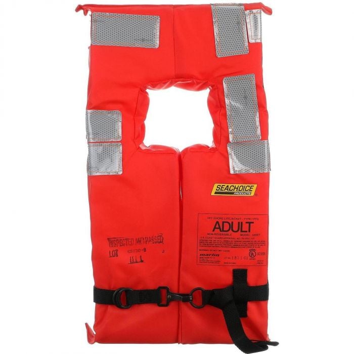 Seachoice 320RT-85900 Type I Commercial Offshore Vest w/ Solas Reflective Tape, Adult