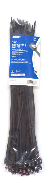 Ancor 199285 Self Cutting Cable Ties, 14" UV Black, 50/pk