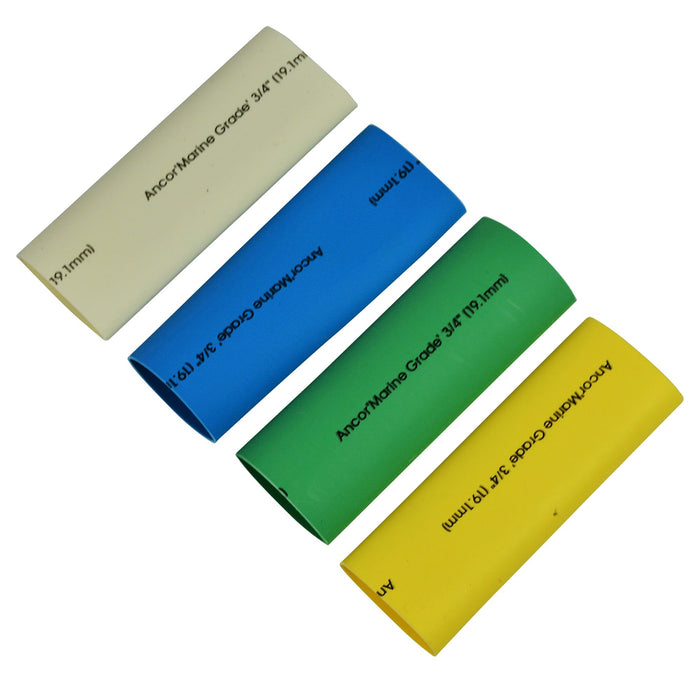 Ancor 306503 Adhesive Lined Heat Shrink Tubing Assorted 3/4" x 3" (Yellow, White, Black, Green)