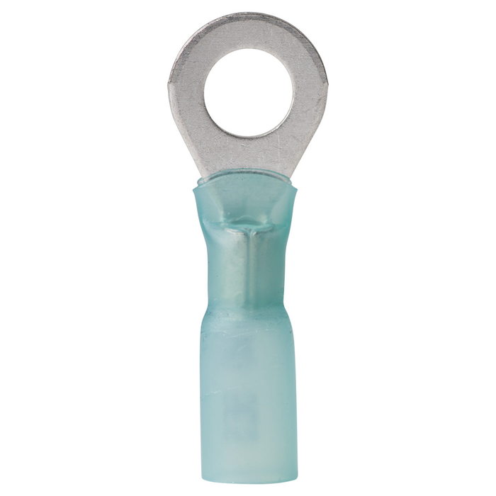 Ancor 311403 Marine Grade Heat Shrink Ring Terminals, 1/4" Fastener, 16-14 Wire, Blue, 3/Pk