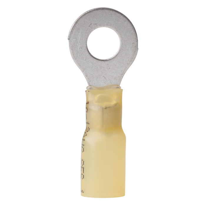 Ancor 312403 Marine Grade Heat Shrink Ring Terminals, 1/4" Fastener, 12-10 Wire, Yellow, 3/Pk