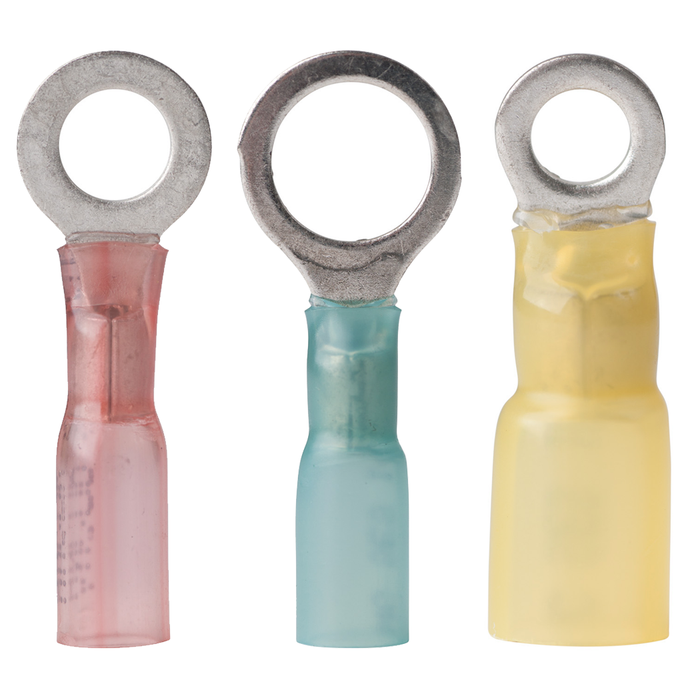 Ancor 311603 Marine Grade Heat Shrink Ring Terminals, 3/8" Fastener, 16-14 Wire, Blue, 3/Pk