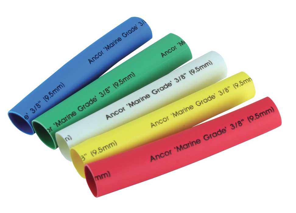 Ancor 304503 Adhesive Lined Heat Shrink Tubing Assorted 3/8' X 3" (Black, Green, Red, White, Yellow)