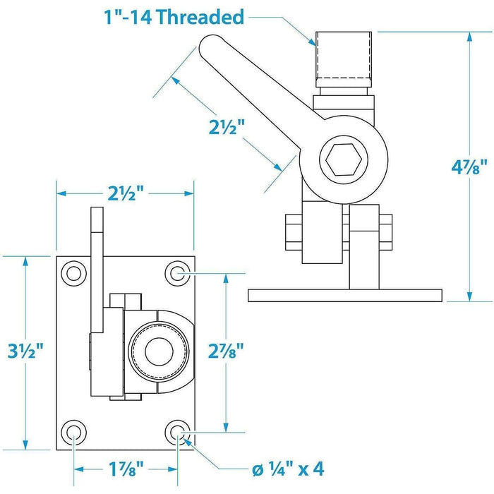 Seachoice 19521 Antenna 4-Way Ratchet Mount With Heavy-Duty Handle