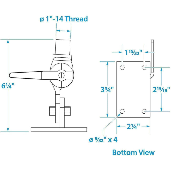 Seachoice 19531 Antenna Ratchet Mount Stainless Steel