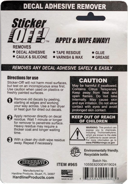 Hardline Products 965 Decal/Adhesive Remover - 2 oz Spray (Similar to PTX80025)