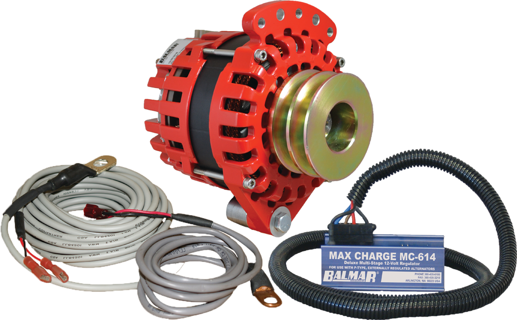 Balmar XT-SF-170-DV-KIT Alternator 1-2" Single Ft Dual V Pulley Regulator & Temp, Sensor 170A Kit 12V