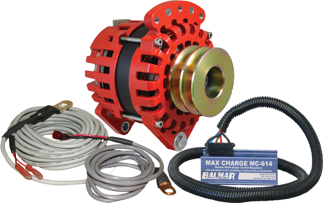 Balmar XT-DF-170-DV-KIT Alternator 3.15" Dual Ft Saddle Dual V Pulley Regulator, & Temp Sensor 170A Kit 12V