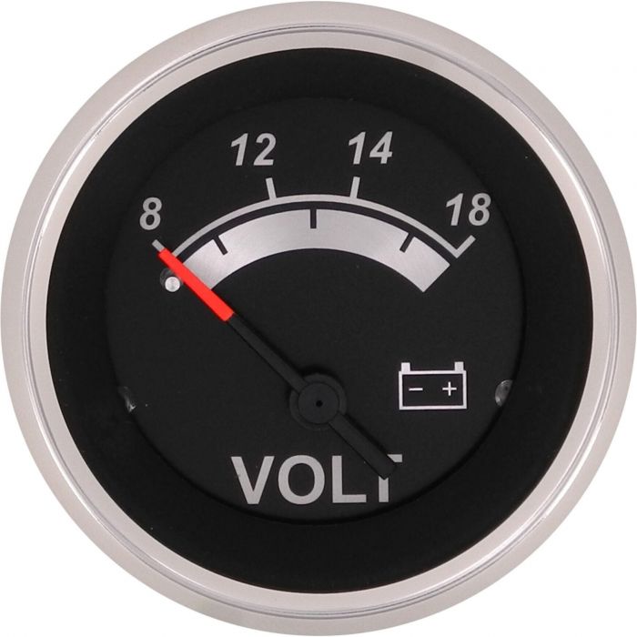 Sierra 67019P Black Sterling Series 2" SS 8-18 VDC Dial Range Voltmeter Gauge
