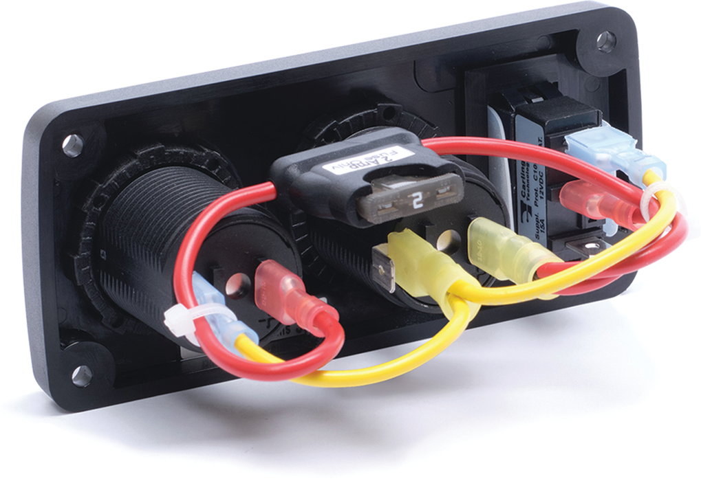 Blue Sea 4368-BSS USB Accessory Panel, Water Resistant, 12V Socket, 2x 2.1A Dual Chargers, Voltmeter