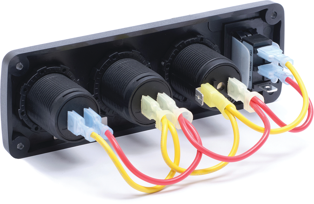 Blue Sea 4368-BSS USB Accessory Panel, Water Resistant, 12V Socket, 2x 2.1A Dual Chargers, Voltmeter