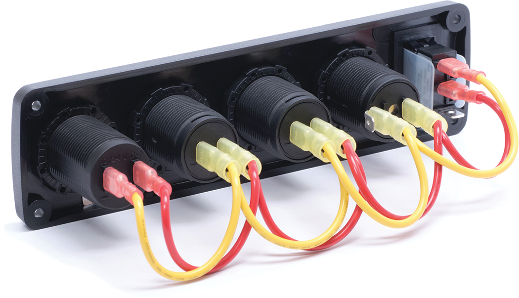 Blue Sea 4368-BSS USB Accessory Panel, Water Resistant, 12V Socket, 2x 2.1A Dual Chargers, Voltmeter