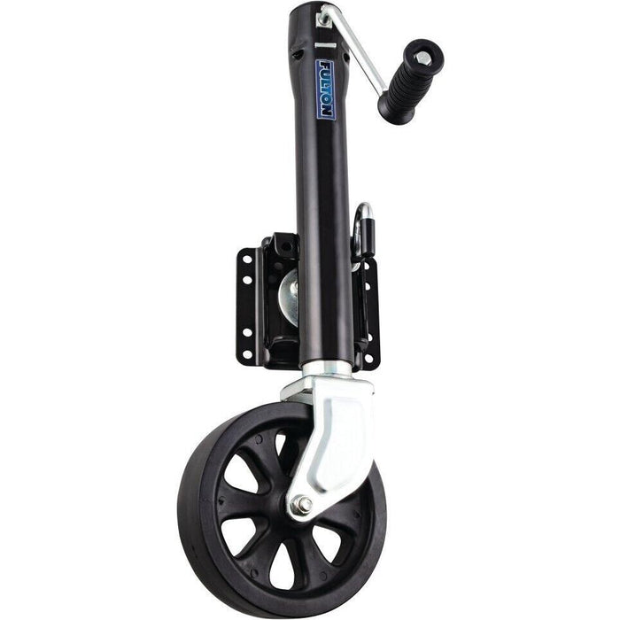 Fulton XP15 0126 12" Travel 1, 500 lb Max Load Bolt Thru Swivel Jack w/ 8" Wheel, Black