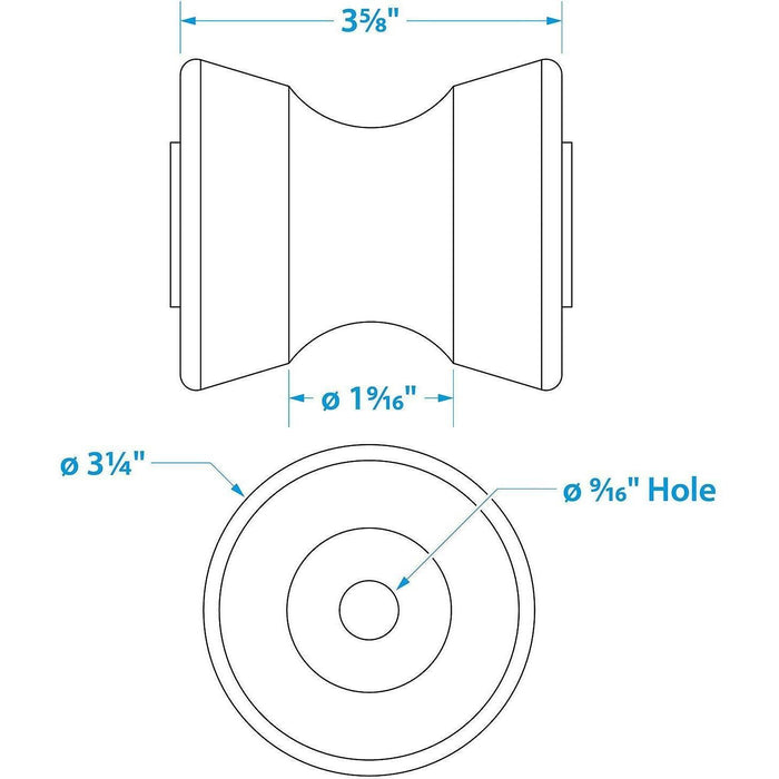 Seachoice 56580 Non-Marking TP Yellow Rubber V-Bow Stop With 1/2" ID