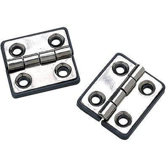Seachoice 33951 (2) 1-5/16" x 1-1/2" Polished SS Butt Hinges w/ Black Nylon Base, Plate