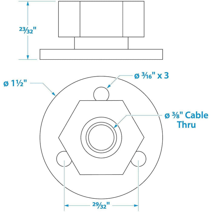 Seachoice 50-10031 Chrome Plated Brass Cable Outlet 3/8"