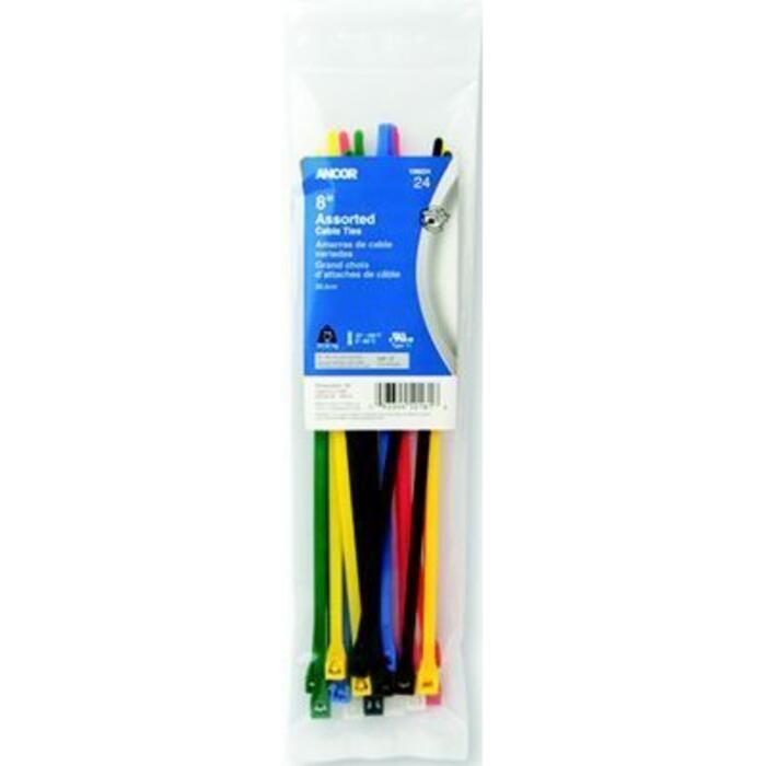Ancor 199224 Cable Tie 8" Assorted 24Pc