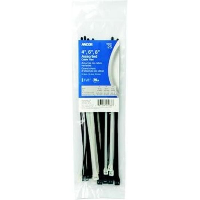 Ancor 199261 Cable Tie 4" & 8" Assorted 25Pc