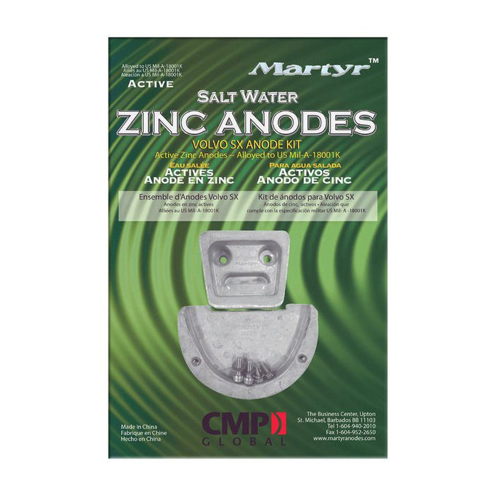 Martyr CMSXKITZ Zinc Anode Kit, For Volvo Penta SX Engine (Contains 1-3855411, 1-3854130, Hardware)