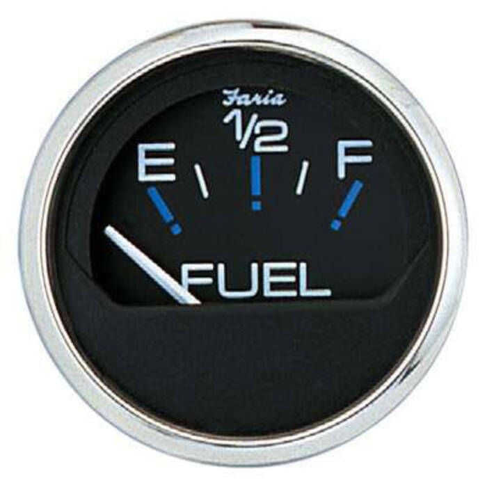 Faria 13701 Chesapeake SS Black 2" Gauge Fuel Level Gauge (E-1/2-F)