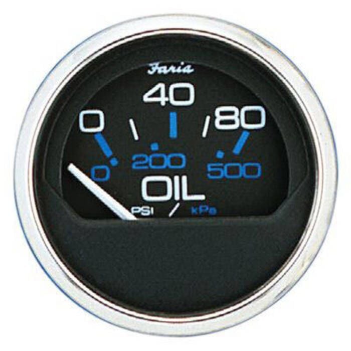Faria 13702 Chesapeake SS Black 2" Gauge Oil Pressure Gauge 80 PSI
