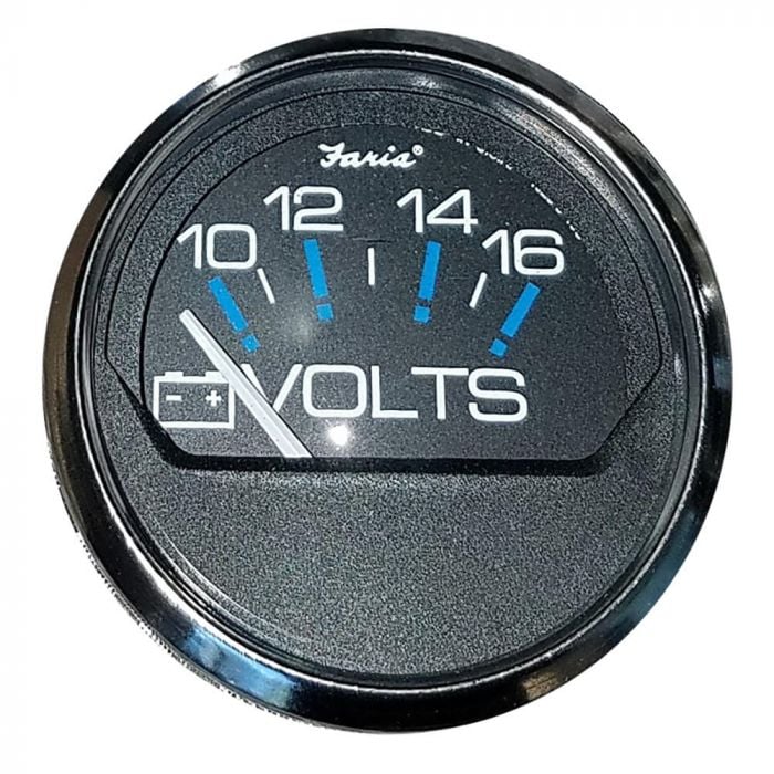 Faria 13705 Chesapeake SS Black 2" Gauge Voltmeter Gauge (10-16 VDC)