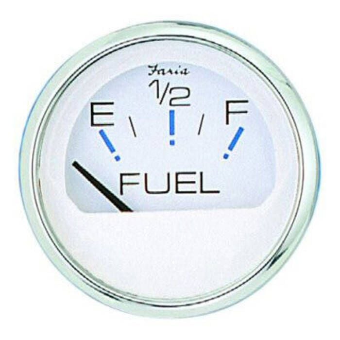Faria 13801 Chesapeake SS White 2" Gauge Fuel Level Gauge (E-1/2-F)