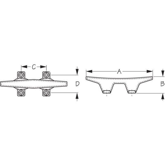 Sea Dog 044104-1 Sea-Dog 4-Hole Cleat, Chrome Zinc, 4-1/2", Carded