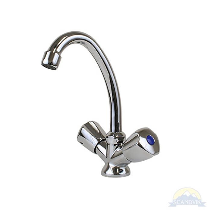 Scandvik 70002 Chrome Plated Brass Classic Swivel J-Spout Galley Mixer Faucet